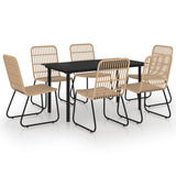 Set da Pranzo da Giardino 7 pz in Polyrattan e Vetro