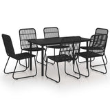 Set da Pranzo da Giardino 7 pz in Polyrattan e Vetro