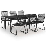 Set da Pranzo da Giardino 7 pz in Polyrattan e Vetro