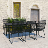 Set da Pranzo da Giardino 7 pz in Polyrattan e Vetro