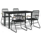 Set da Pranzo da Giardino 5 pz Nero in Rattan PVC