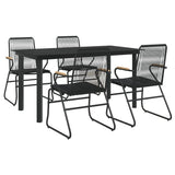 Set da Pranzo da Giardino 5 pz Nero in Rattan PVC
