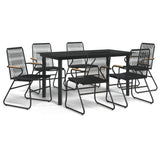 Set da Pranzo da Giardino 7 pz Nero in Rattan PVC
