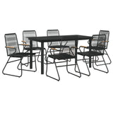 Set da Pranzo da Giardino 7 pz Nero in Rattan PVC
