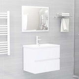 Set Mobili da Bagno 2 pz Bianco in Legno truciolato