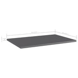 Ripiani per Libreria 8pz Grigio Lucido 60x40x1,5cm truciolato