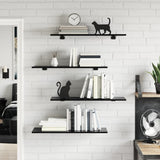 Ripiani per Libreria 8pz Nero Lucido 80x30x1,5cm truciolato