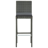 Set Bar da Giardino 3 pz con Cuscini in Polyrattan Grigio