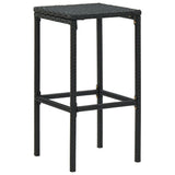 Set Bar da Giardino 3 pz con Cuscini Polyrattan Nero