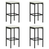 Set Bar da Giardino 5 pz con Cuscini Polyrattan Nero