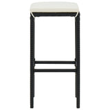 Set Bar da Giardino 5 pz con Cuscini Polyrattan Nero