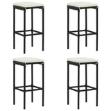 Set Bar da Giardino 5 pz con Cuscini Polyrattan Nero
