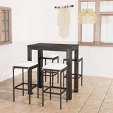 Set Bar da Giardino 5 pz con Cuscini Polyrattan Nero