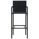 Set Bar da Giardino 5 pz con Braccioli in Polyrattan Nero