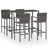 Set Bar da Giardino 5 pz in Polyrattan Grigio