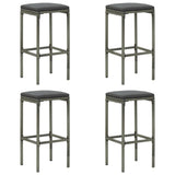 Set da Bar da Giardino 5 pz con Cuscini in Polyrattan Grigio
