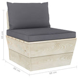 Set Divani da Giardino su Pallet 3 pz con Cuscini Legno Abete