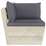 Set Divani da Giardino su Pallet 3 pz con Cuscini Legno Abete