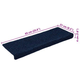 Tappetini per scale autoadesivi 15 pz 65x21x4 cm blu navy bordo rettangolare