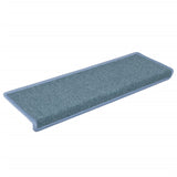 Tappetini per scale 15 pz 65x21x4 cm Blu mare con bordo rettangolare