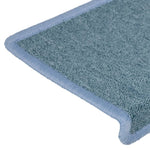Tappetini per scale 15 pz 65x21x4 cm Blu mare con bordo rettangolare