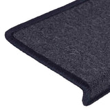 Tappetini per scale 15 pz 65x21x4 cm Grigio scuro e blu con bordo rettangolare