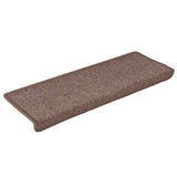Tappetini per scale 15 pz 65x21x4 cm Marrone Bordo rettangolare