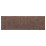 Tappetini per scale 15 pz 65x21x4 cm Marrone Bordo rettangolare