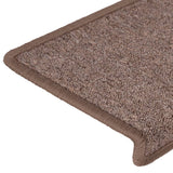 Tappetini per scale 15 pz 65x21x4 cm Marrone Bordo rettangolare