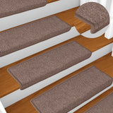 Tappetini per scale 15 pz 65x21x4 cm Marrone Bordo rettangolare