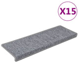 Tappetini per scale 15 pz 65x21x4 cm Grigio chiaro Bordo rettangolare