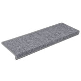 Tappetini per scale 15 pz 65x21x4 cm Grigio chiaro Bordo rettangolare