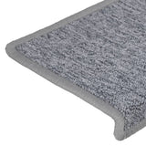 Tappetini per scale 15 pz 65x21x4 cm Grigio chiaro Bordo rettangolare