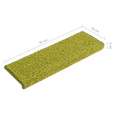 Tappetini per scale 15 pz 65x21x4 cm Verde Bordo rettangolare