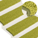 Tappetini per scale 15 pz 65x21x4 cm Verde Bordo rettangolare