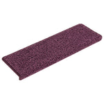 Tappetini per scale 15 pz 65x21x4 cm Viola scuro con bordo rettangolare