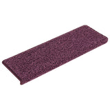 Tappetini per scale 15 pz 65x21x4 cm Viola scuro con bordo rettangolare