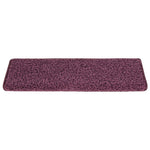 Tappetini per scale 15 pz 65x21x4 cm Viola scuro con bordo rettangolare
