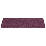 Tappetini per scale 15 pz 65x21x4 cm Viola scuro con bordo rettangolare