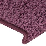 Tappetini per scale 15 pz 65x21x4 cm Viola scuro con bordo rettangolare