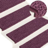 Tappetini per scale 15 pz 65x21x4 cm Viola scuro con bordo rettangolare