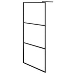 Parete Doccia Walk-in in Vetro Trasparente ESG Nera 90x195 cm