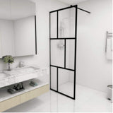 Parete per Doccia Walk-in in Vetro Temperato Nera 80x195 cm