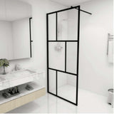 Parete per Doccia Walk-in in Vetro Temperato Nera 90x195 cm