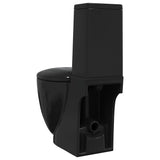 Vaso WC in Ceramica da Bagno Rotondo Base con Scarico Nero