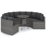 Set Divani da Giardino 7 pz con Cuscini in Polyrattan Grigio