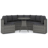 Set Divani da Giardino 7 pz con Cuscini in Polyrattan Grigio