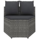 Set Divani da Giardino 7 pz con Cuscini in Polyrattan Grigio