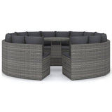 Set Divani da Giardino 9 pz con Cuscini in Polyrattan Grigio