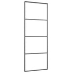 Porta Scorrevole in Alluminio e Vetro ESG 76x205 cm Nera